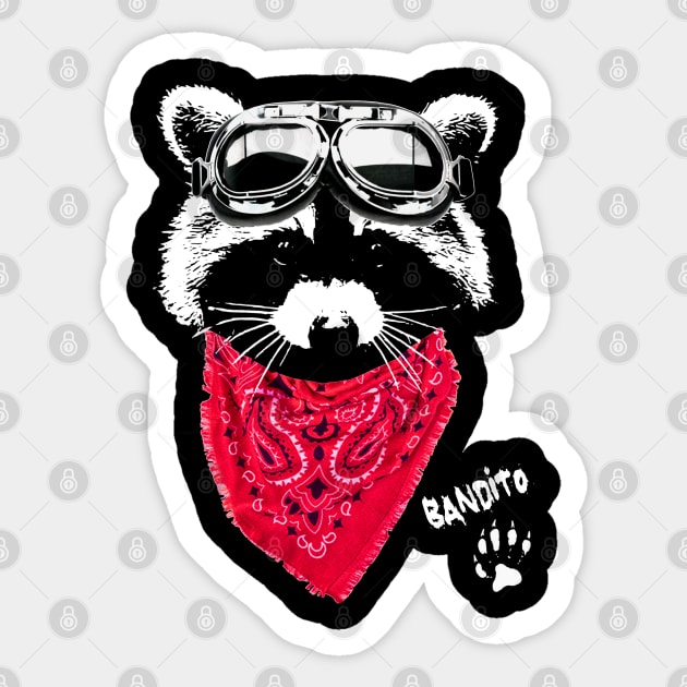 Raccoon Bandito in red scarf and goggles Sticker by HouseofRoc